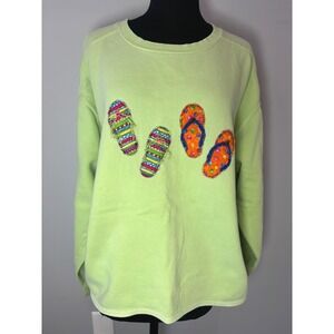 Comfort Colors Lime Green Pullover Sweatshirt with Colorful Flip Flop Appliques